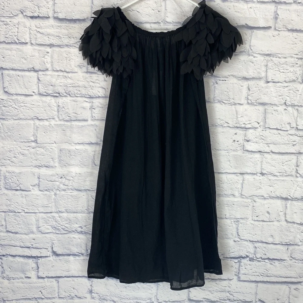Stella Cove black petal detail cotton coverup dress 14 NWT